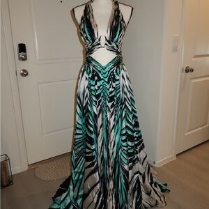 Roberto Cavalli Black and White Patterned Dress